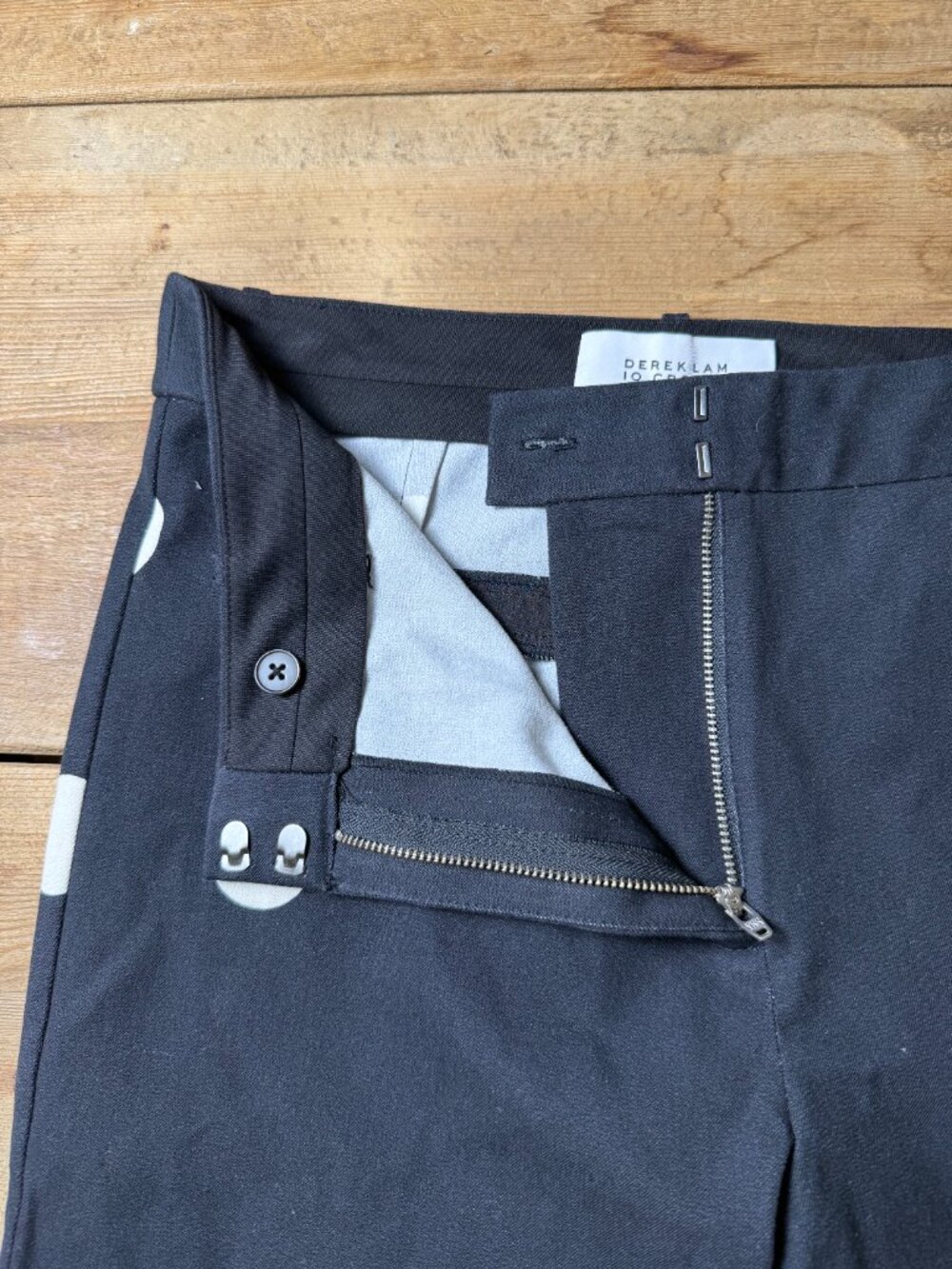 Derek Lam 10 Crosby | Size 8 | Cropped Flare Pants in Black and Ivory Polka Dot - Picture 6 of 15